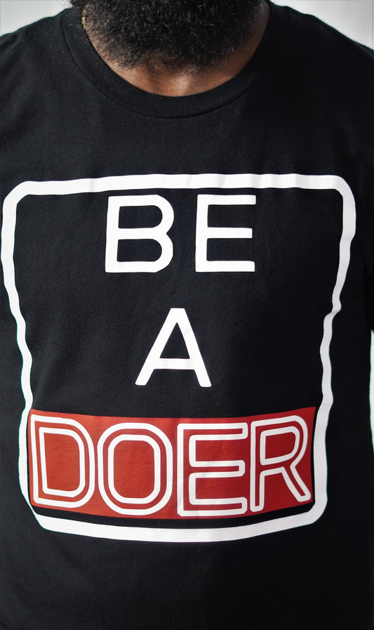 BE A DOER T Shirt (Black T/Red Strip)